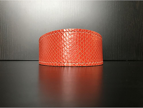 Lined Orange Snake Skin - Whippet Leather Collar - Size M